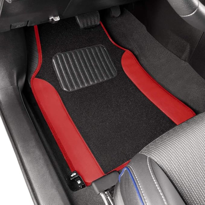 BDK Red All Weather Heavy Duty Car Floor Mats Interior Liners for Auto Van Truck SUV, Heavy Duty All Weather Protection, Fits Front & Rear