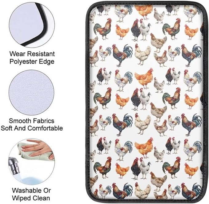 JoyLamoria Rooster Vehicle Center Console Cover Armrest Cover Pad Universal Fit Soft Comfort Center Console Armrest Cushion for Car Truck SUV