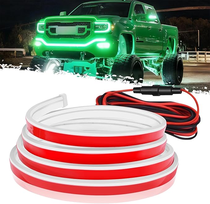 DIBMS 71" High Brightness Car Hood Gap LED Strip, LED Car Ambient Light, Dynamic Scan Activated Design, Daytime Driving Kits, Car Accessories Eclipse LED Lights (Green)