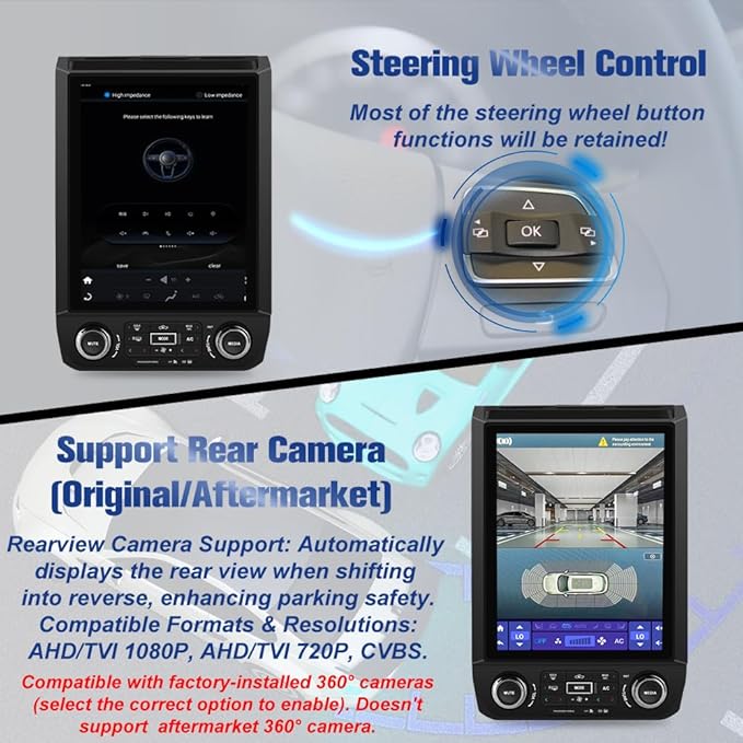 Car Radio Stereo Upgrade for Ford F150 2015-2021, Android 13 8 Core [4GB+64GB] Head Unit with T Style 12.1 Inch Touch Screen/Wireless CarPlay & Android Auto/Mirroring/WiFi/Bluetooth/FM/DSP/SWC