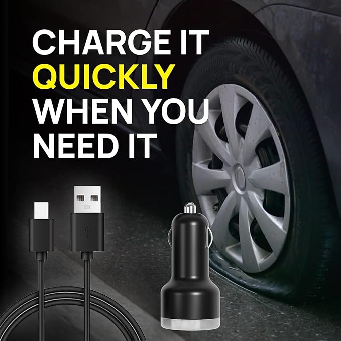 Airmoto Power Kit - Car Charger and Home Charger for Airmoto Tire Inflator Portable Air Compressor - Fast Charging with 3ft Lightning Cable