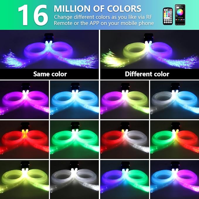 Starlight Headliner Kit,Twinkle + Music Sync Dual Color Fiber Optic Star Ceiling Lights with APP Remote Control, RGBW Star Lights for Car/Home Ceiling Decor, 900pcs 9.8ft