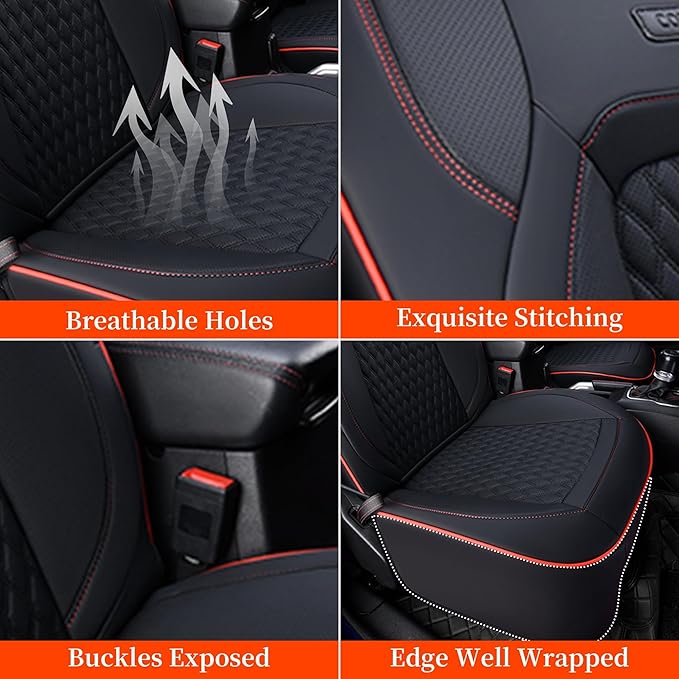Coverado Seat Covers Full Set for Jeep Wrangler, Waterproof Car Seat Covers for Automotive Truck Seat Covers Custom Fit for 2008-2012 Jeep Wrangler JK Seat Covers for Cars 4 Door(Red Line)