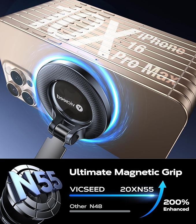 VICSEED 2026 Upgraded Car Phone Holder for Magsafe Car Mount [85 LBS Strongest Suction] Vacuum Magnetic Phone Holders for Your Car 360° Adjustable Car Phone Mount for iPhone 17 Pro Max 16 15 14 13 12