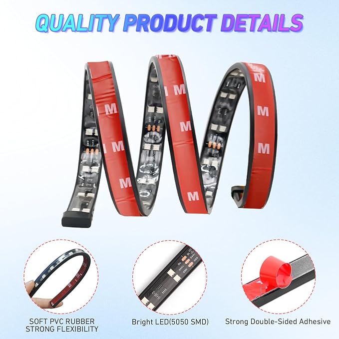 Car Led Lights Waterproof Truck Bbed Light Strip Car Underglow Lights Interior Running Board Lights for Trucks Led Tailgate Light Bar 60 inch 12V LED Lights (Without Remote Control, 120cm)