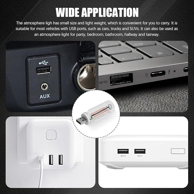 USB LED Car Interior Atmosphere Light, Auto Interior Lights, Plug-in USB Automotive Light, Universal Portable Auto Ambient Lighting Kit Car Accessories for Cars, Bedroom, Hallway (Purple)