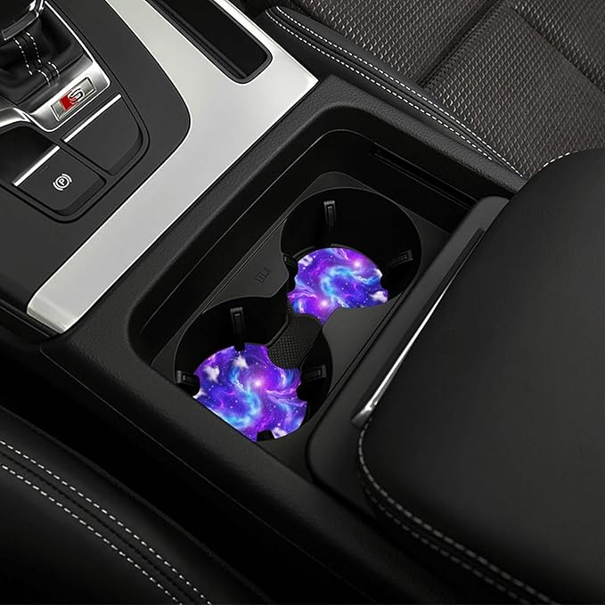 Starry Sky Steering Wheel Cover - Universe Steering Wheel Cover Anti-Slip Breathable Universal for 15 Inch Car with 2 Pieces Car Coasters Suitable for Men Women