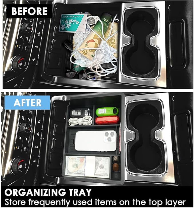 LFOTPP 3PCS Center Console Organizer for 2014-2018 Chevy Silverado/GMC Sierra 1500& 2015-2019 Silverado & Sierra 2500HD/3500HD Accessories- Full Console w/Bucket Seats Only
