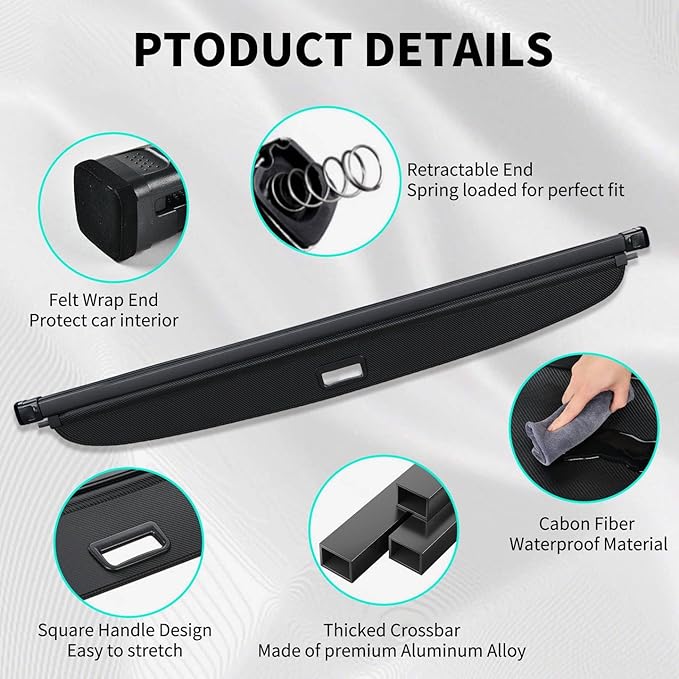 Tecoom Cargo Cover fit for Subaru Crosstrek Impreza Accessories 2019-2023, Retractable Rear Trunk Cover Luggage Security Shade, Anti-Peeping Privacy Screen Protector, Carbon Fiber Texture