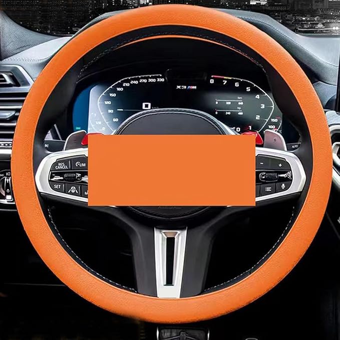 Silicone Steering Wheel Cover, Car Steering Wheel Cover, Anti-Slip Car Steering Wheel Protective Cover, Fit 12.6-16 Inch, for Car SUV Truck Van, for Women & Men (Orange)