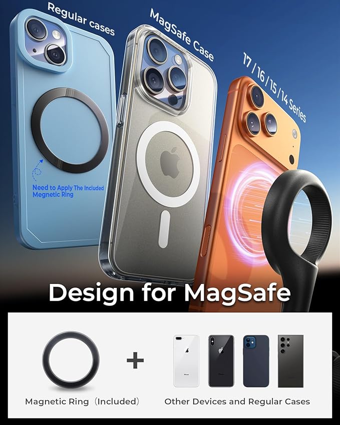MRGLAS for MagSafe Car Mount [Upgraded 40 Strong Magnets] [360° Rotation] Air Vent Magnetic Phone Holder [Double Metal Hook] Car Phone Holder Mount Compatible iPhone 17 16 15 Pro Max S26 Ultra S25
