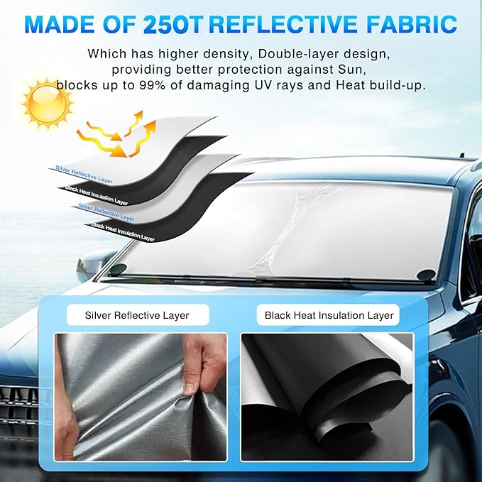 KUST Windshield Sun Shade for Lincoln MKC SUV 2015 2016 2017 2018 2019 Sunshade Accessories Window Sun Protector Foldable Block UV Rays Keep Car Cooler