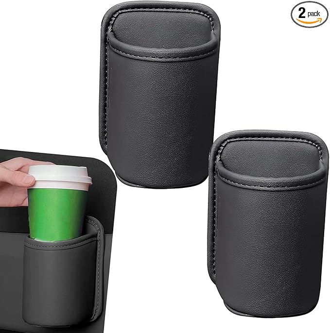 2 PCS Car Door Cup Holder, Clip On Storage Bag for Beverage Water Cup Mobile Phone, Multifunctional Waterproof Car Window Cups Holder, Universal Scratch-Resistant Backseat Storage Organizer