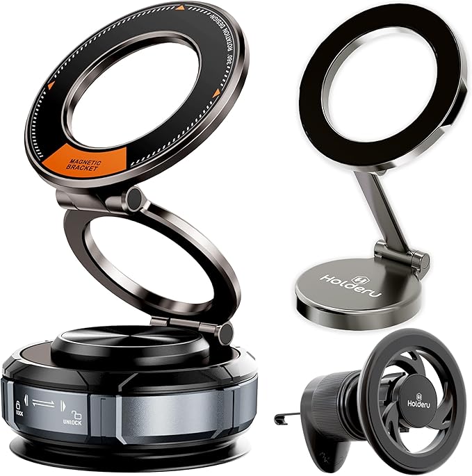 Magnetic Phone Holder for Car - 3 Holder Bundle | MagSafe Compatible Car Mount (Dashboard, Air Vent & Steering Side) Strong Magnet & Nano Gel Suction for iPhone 17 Pro Max, 16, 15, 14 & Android