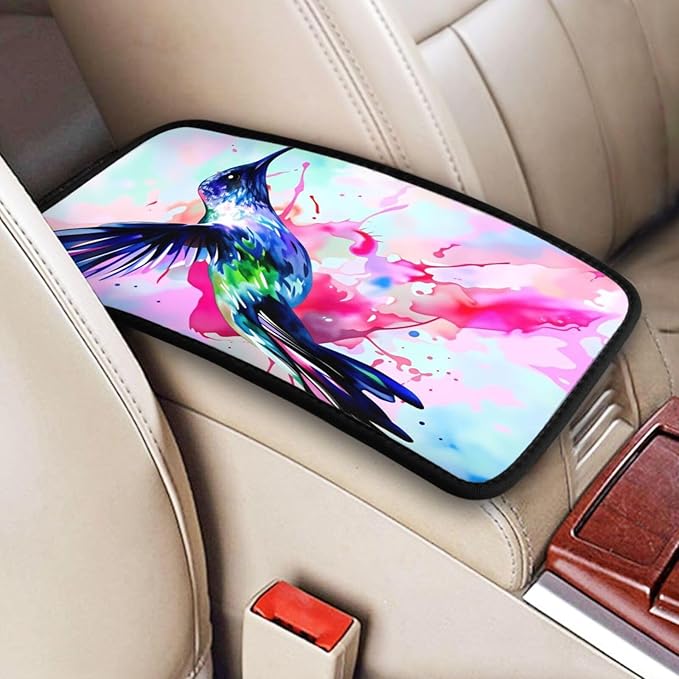 Hummingbird Car Handrail Box Cushion Armrest Cover Auto Center Console Pad Car Decor 12.6X7.5 in