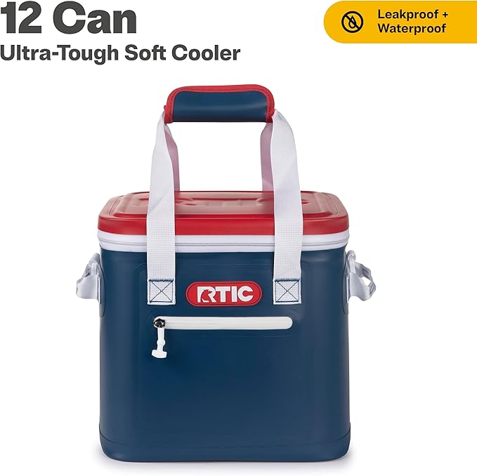 RTIC Ultra-Tough Soft Cooler 12 Can, Insulated Bag Portable Ice Chest for Lunch, Beach, Drink, Beverage, Travel, Camping, Picnic, Car, Trips, Floating Cooler Leak-Proof with Zipper
