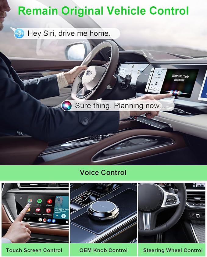 5 in 1 Wireless CarPlay Adapter and Android Auto Adapter Support Netflix/YouTube - CarPlay Ai Box Convert CarPlay Dongle TF Card/U Disk Magic Link for OEM Wired CarPlay/Android Auto Cars