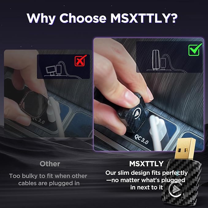 MSXTTLY 2in1 Carplay Wireless Adapter Android Auto Wireless Adapter, Mini USB Small Dongle Fast Auto Connect, Car Play Play Plug, for Apple iPhone iOS & Android 11+, OEM Wired Car Model 2017+, Black