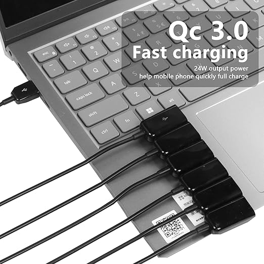 CERRXIAN USB2.0 1 Male to 6 Female Splitter Y Cable USB Y Splitter Supports Data Transmission of U disks, Keyboards, and mice, and Power Supply for USB Devices Such as Low-Power Fans-1.65FT/50cm