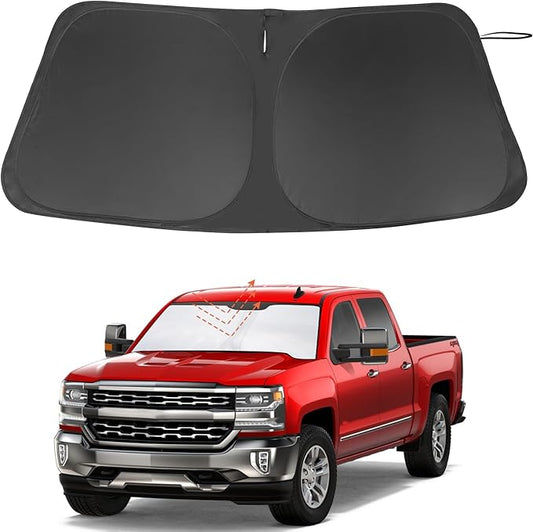 Windshield Sun Shade Custom Fit for 2014-2019 Chevrolet/Chevy Silverado Crewcab Regularcab Extendedcab Accessories Foldable Sunshade Protect Car from Sun Rays & Heat Damage Keep Car Cooler