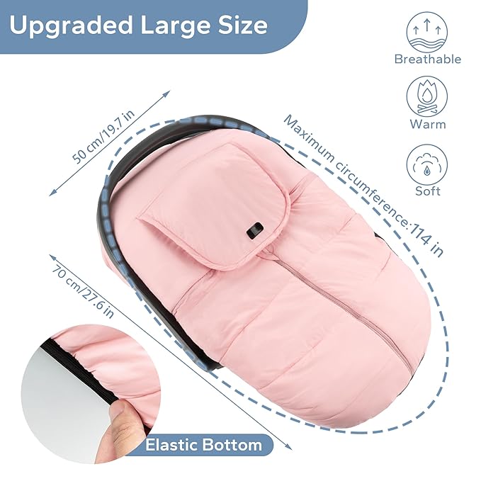 SERAPHY Car Seat Cover Baby Winter Carseat Cover for Babies, Universal Warm Infant Car Seat Canopy & Stroller Covers Accessories for Newborn Boy Girl Essentials, Pink Thick Winter