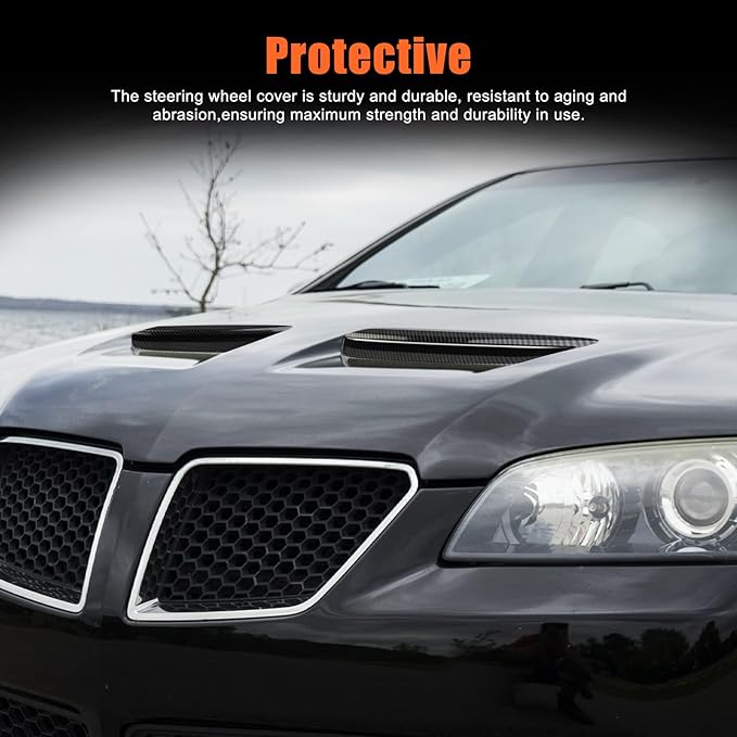 ABS Car Front Hood Vents fits Exterior Decoration Accessories Compatible with Pontiac G8 2008 2009 Hood Vent Air Flow Intake Body Kits (Black Carbon Fiber)