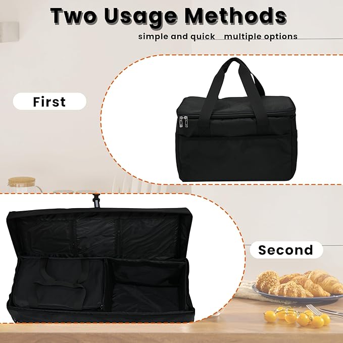 23L Soft Cooler Bag, Insulated Lunch Box for Women and Men with Divider, Side Pockets, Portable Collapsible Travel Cooler, Soft Sided Reusable Ice Chest, Lunch Bag for Work, Camping, Car