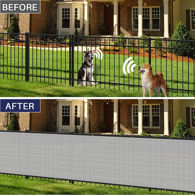 Windscreen4less Privacy Fence Screen Heavy Duty Windscreen Fencing Mesh Fabric Shade Net Cover with Brass Grommtes for Outdoor Wall Garden Yard Pool Deck, 8'x275' Light Gray