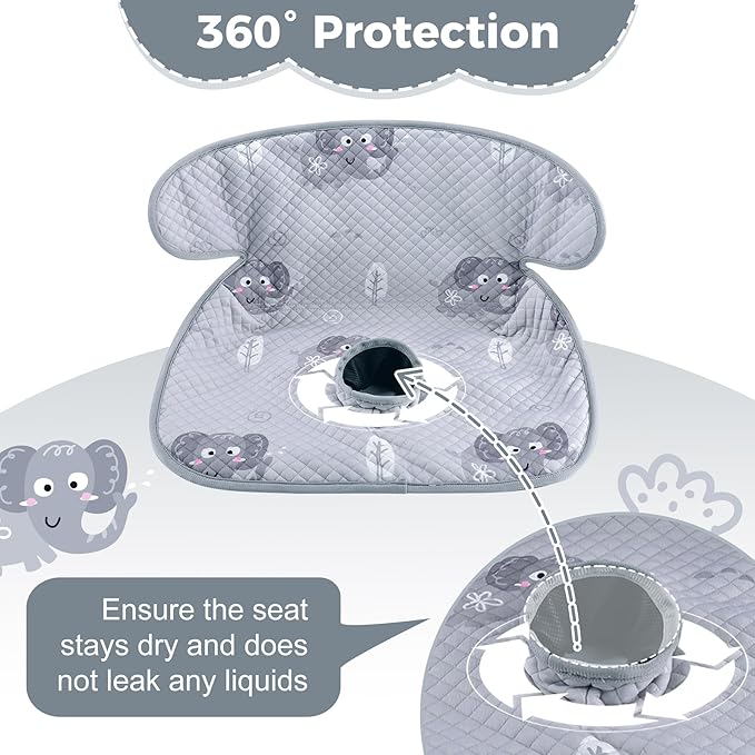 Piddle Pad - Car Seat Potty Training Protector- Waterproof Car Seat Liner with Anti-Slip Backing, Machine Washable Cover for Baby Toddler Carseat, Stroller (Gray, 2PC)