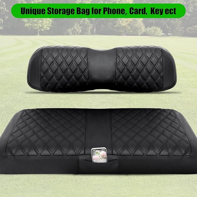 Club Car DS Seat Covers, Golf Cart Seat Covers for Club Car DS OEM Ordinary Seat-Thick Premium Marine Leather Custom Diamond Comfortable/Anti-Scratch/Anti-Fading/Easy to Install