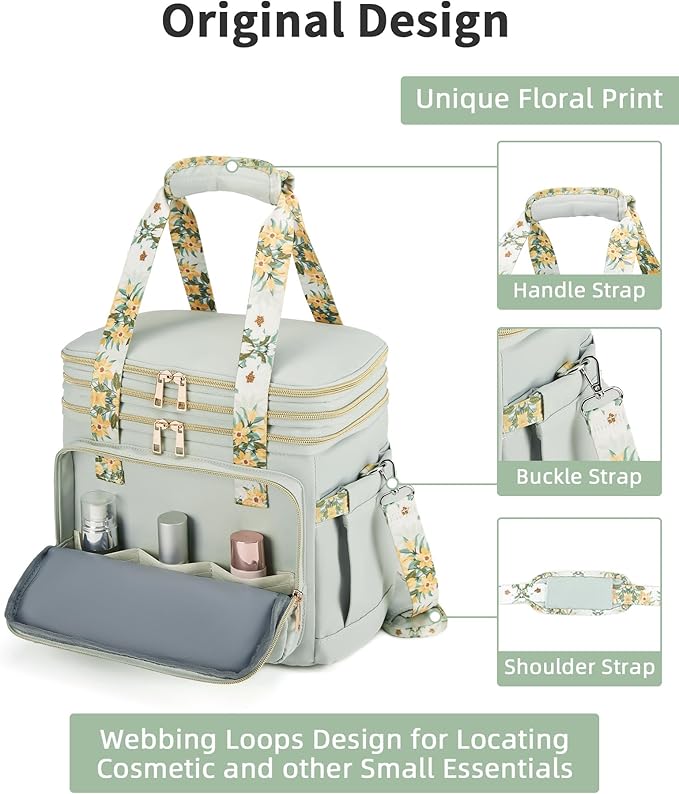 HSHRISH Lunch Box for Women, Double Deck Expandable Insulated Large Lunch Bag Women Leakproof Lightweight Lunch Cooler Bag Durable Lunchbox for Work Outdoor Travel, Green