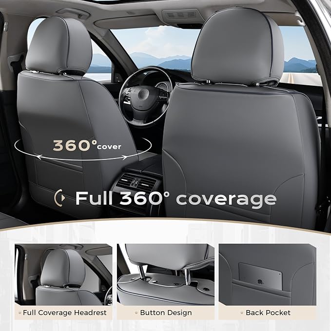 Coverado Seat Covers, Car Seat Covers Front Seats, Car Seat Cover, Car Seat Protector Waterproof, Car Seat Cushion Nappa Leather, Seat Covers Carseat Cover Universal Fit for Most Cars