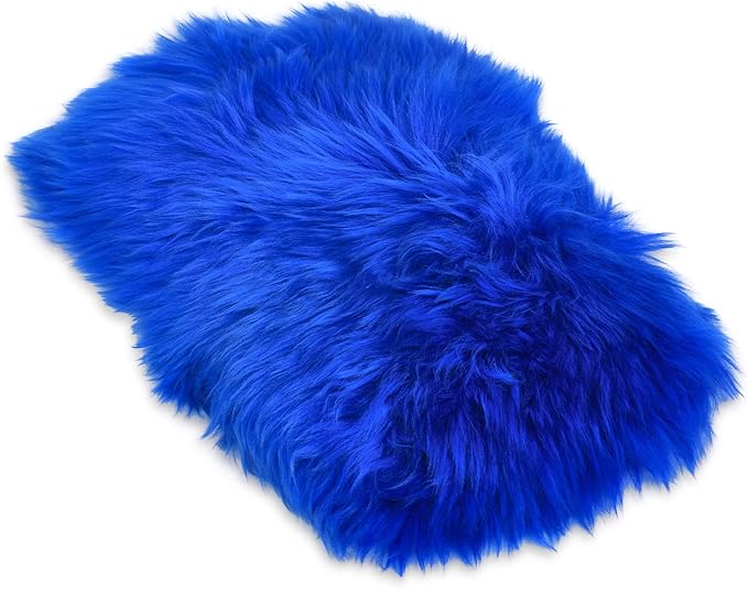 Andalus Brands Pure Australian Sheepskin Fluffy Car Center Console Cover, Luxurious Non-Shedding Furry Arm Rest Cover for Car, Versatile for All Seasons, Blue - (11.47" X 6.3")