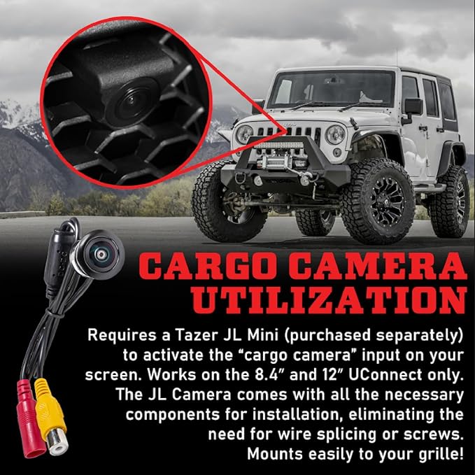 Z Automotive JL Front Camera Kit fits 2018-2023 Wrangler JL | Grille-Mounted | Standard Definition Cam | Easy Installation | Perfect for Trails and Parking | Works on 8.4 Uconnect Only