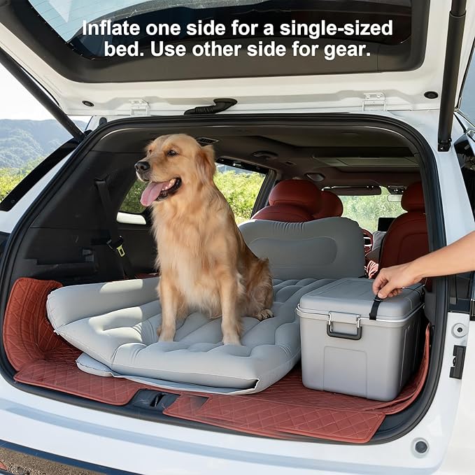WEY&FLY Car Air Mattress for SUV, Quick Inflation Travel Bed with Air Pump, Portable Sleeping Pad for Camping, Fits Most SUVs and Sedans, Comfortable and Durable