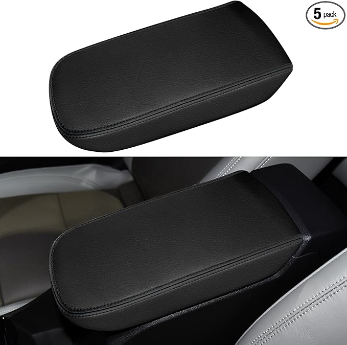 Console Cover for 2024 2025 2026 Chevrolet Trax (LS/1RS/LT/2RS/ACTIV) Leather Center ArmRest Box Cover Pad 2024 2025 2026 Chevy Trax Accessories Protector Cushion (Black Stitches)
