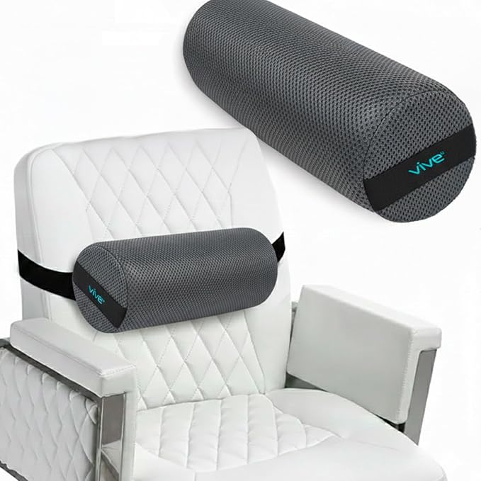 Vive Lumbar Roll Pillow for Lower Back Pain - Low Back Support Cushion for Office Chair, Car, Driving, Desk Computer - Ergonomic Portable Cervical Bolster for Thoracic Low Rest Posture Corrector(Soft)