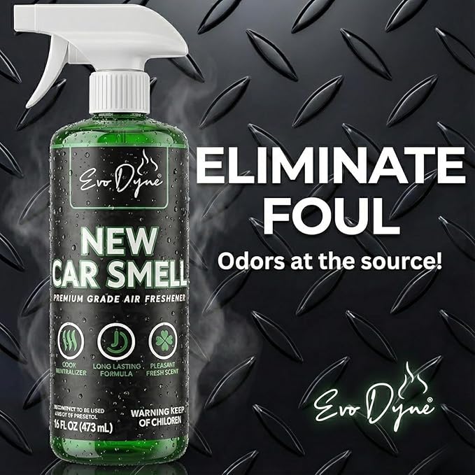 New Car Smell Spray (16oz), Made in USA | Long Lasting Car Air Fresheners Eliminates Odor - Air Fresheners for Cars, Trucks, & Other Vehicles – Fresh Scent Air Freshener Spray by Evo Dyne (2-Pack)