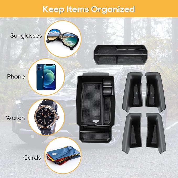 LFOTPP for Mazda CX-50 Center Console Organizer - 2023 2024 2025 2026 Mazda CX-50 Middle Armrest Storage Tray Insert, OEM Fit, Non-Slip Waterproof 6PCS Mazda CX-50 Hybrid Interior Accessories