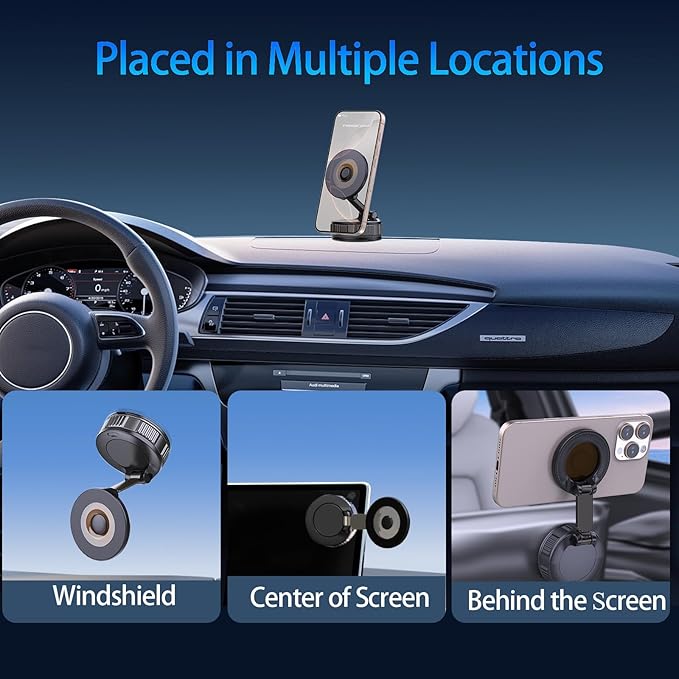 2026 Upgraded Vacuum Magnetic Car Phone Holder, 360° Adjustable Vacuum Ultra Suction Vacuum Car Phone Mount Phone Holders for Your Car/Gym/Mirror for iPhone 16 Pro Max 15 14 13 12 Plus