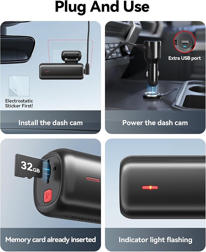 REDTIGER 4K Dash Cam Front, ADAS, Built-in WiFi GPS, Mini Hidden Dash Camera for Cars with G Sensor, 24H Parking Monitor, Free 32GB Memory Card, APP Control, Loop Recording, Night Vision (F9 Lite)