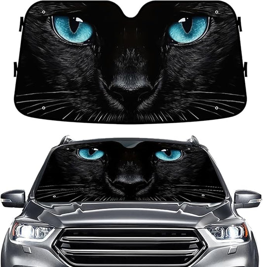 GENANY Lovely Black Cat Windshield Sun Shade for Car SUV Truck (55x30 Inches), Sun Shade Windshield, Shades for Front Windows, Protector Blocks UV, Car Decor