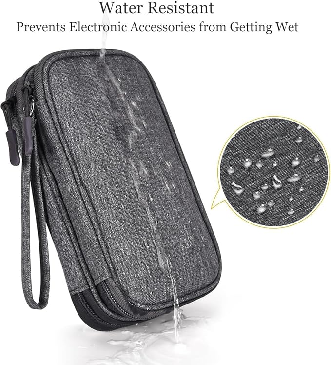 Electronic Organizer Travel Cable Accessories Bag, Electronic Organizer Case, Waterproof Electronic Accessories Organizer Bag for Power Bank, Charging Cords, USB Cable (Dark Gray)