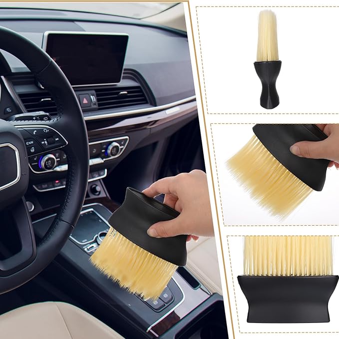 Soft Bristle Car Interior Brush, 4 PCS Gtziqa Curved Design Cars Duster Interiors Detail Brushes Car Interior Detailing Brush Cleaning Tool with Cover for Dashboard Interiors Exterior Keyboard Leather