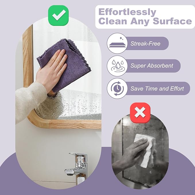 Jessy Home 2 Roll Reusable Paper Towels,100 Sheets Tear Away Microfiber Cleaning Cloth, Lint Free Cleaning Rags for Kitchen, Dishcloth,Household Cleaning Supplies