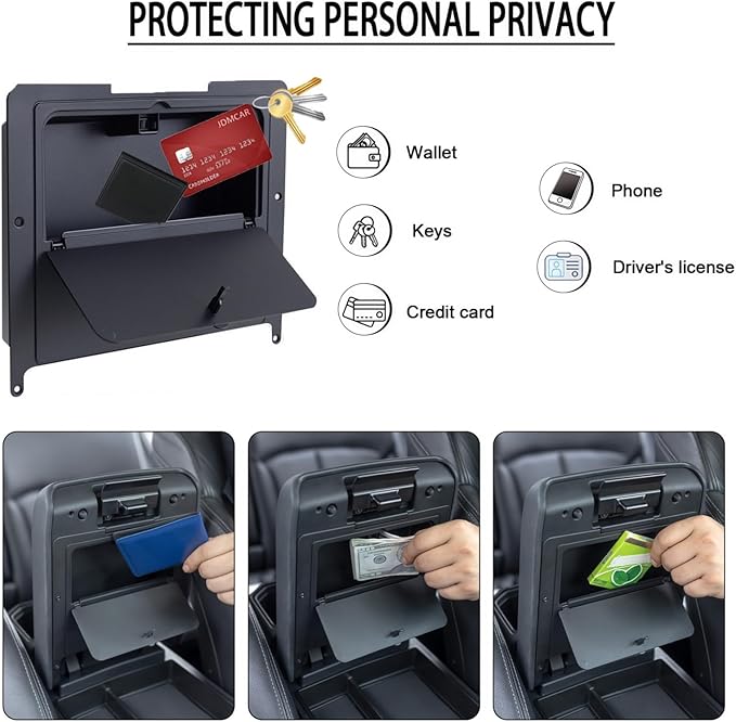 JDMCAR One-Touch Hidden Storage Box Compatible with 2024 2025 2026 Toyota Tacoma Center Console Organizer Armrest Secret Compartment
