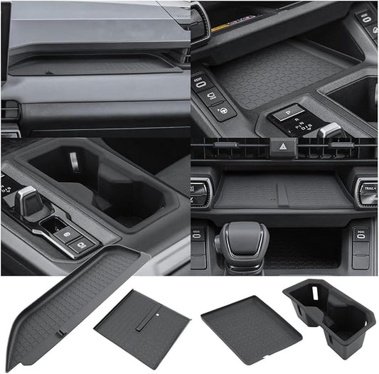 (4PCS) 2026 R AV4 Center Console Organizer For 2026 Toyota R AV4 Front Center Console+Console Cup Holder+Wireless Charging Tray+Passenger Above Glove Tray Console Storage Box 2026 R AV4 Accessories