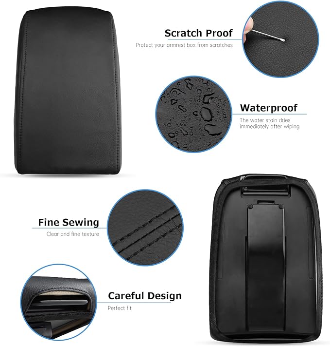 INTGET Car Center Console Armrest Cover for VW Volkswagen Jetta Accessories 2012 2013 2014 2015 2016 20172018 Middle Arm Rest Seat Box Cover Elbow Cushion Pad (Black, 2012-2018 A Version)