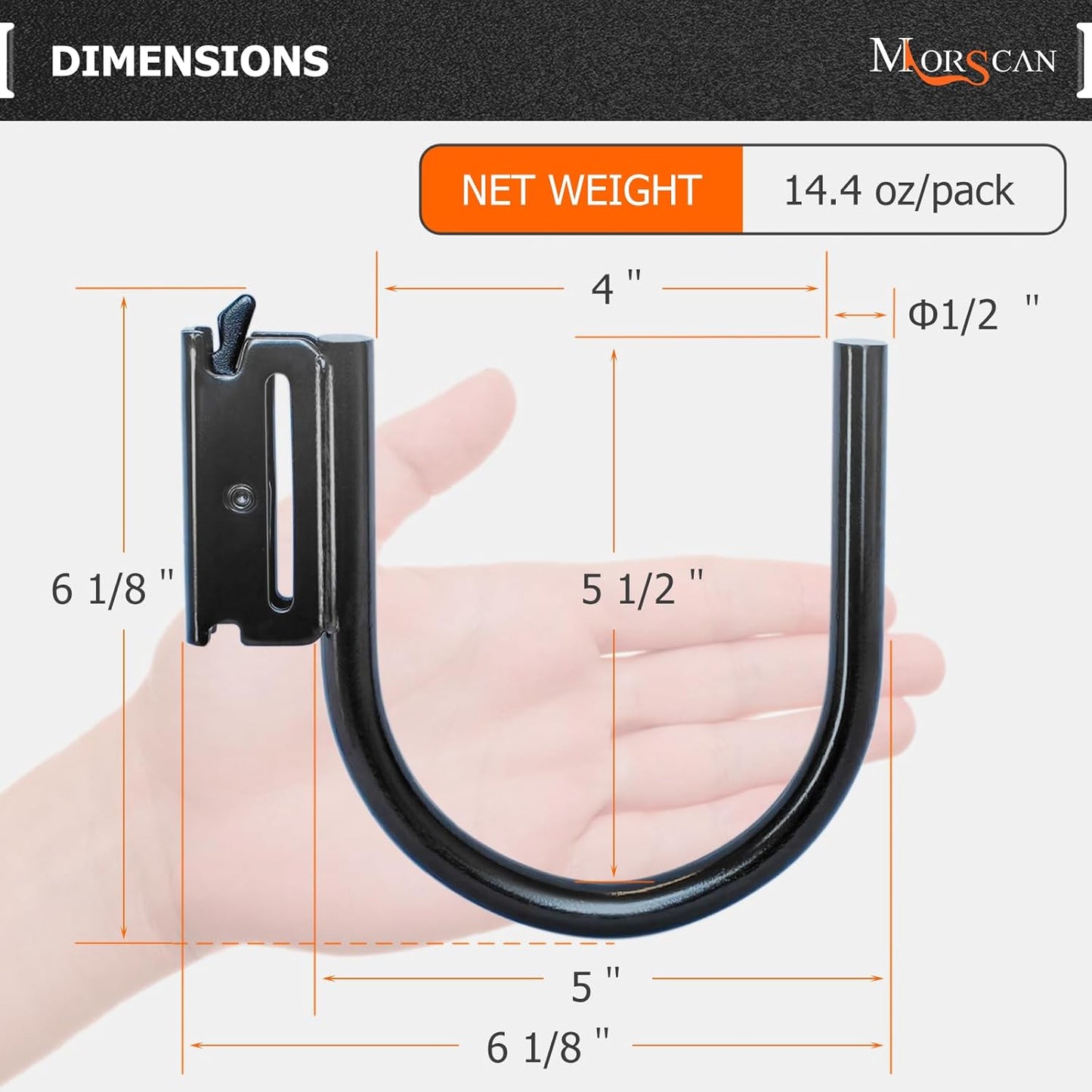 4-Pack 4" E Track J Hooks, Heavy Duty Black Steel Hanger 1,400lbs Break Strength E-Track Tie Down Accessories for Box Truck, Enclosed Trailer, Garage, Vans, Warehouse, Workshop
