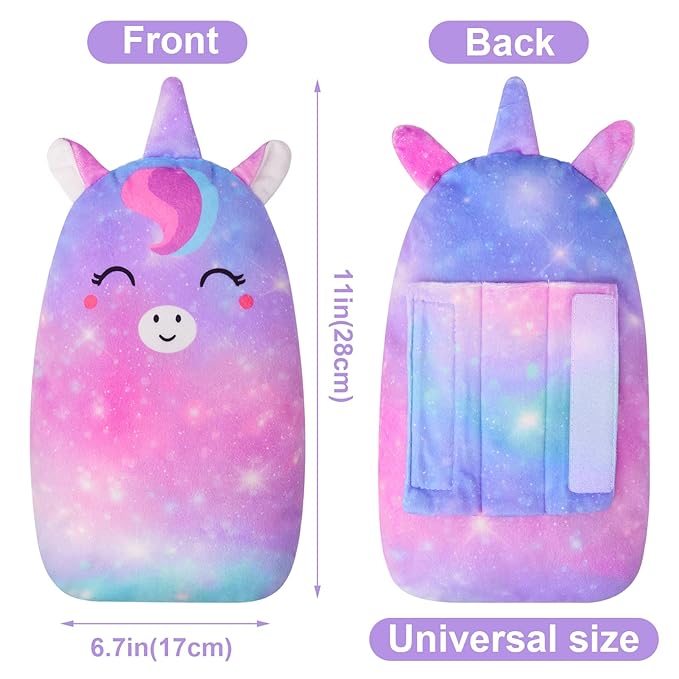 FIODAY Car Seat Belt Covers for Kids Unicorn Seat Belt Pillow Soft Seat Belt Cushion Adjust Seat Strap Pillow Head Neck Support for Children Boys Girls Travel, Purple